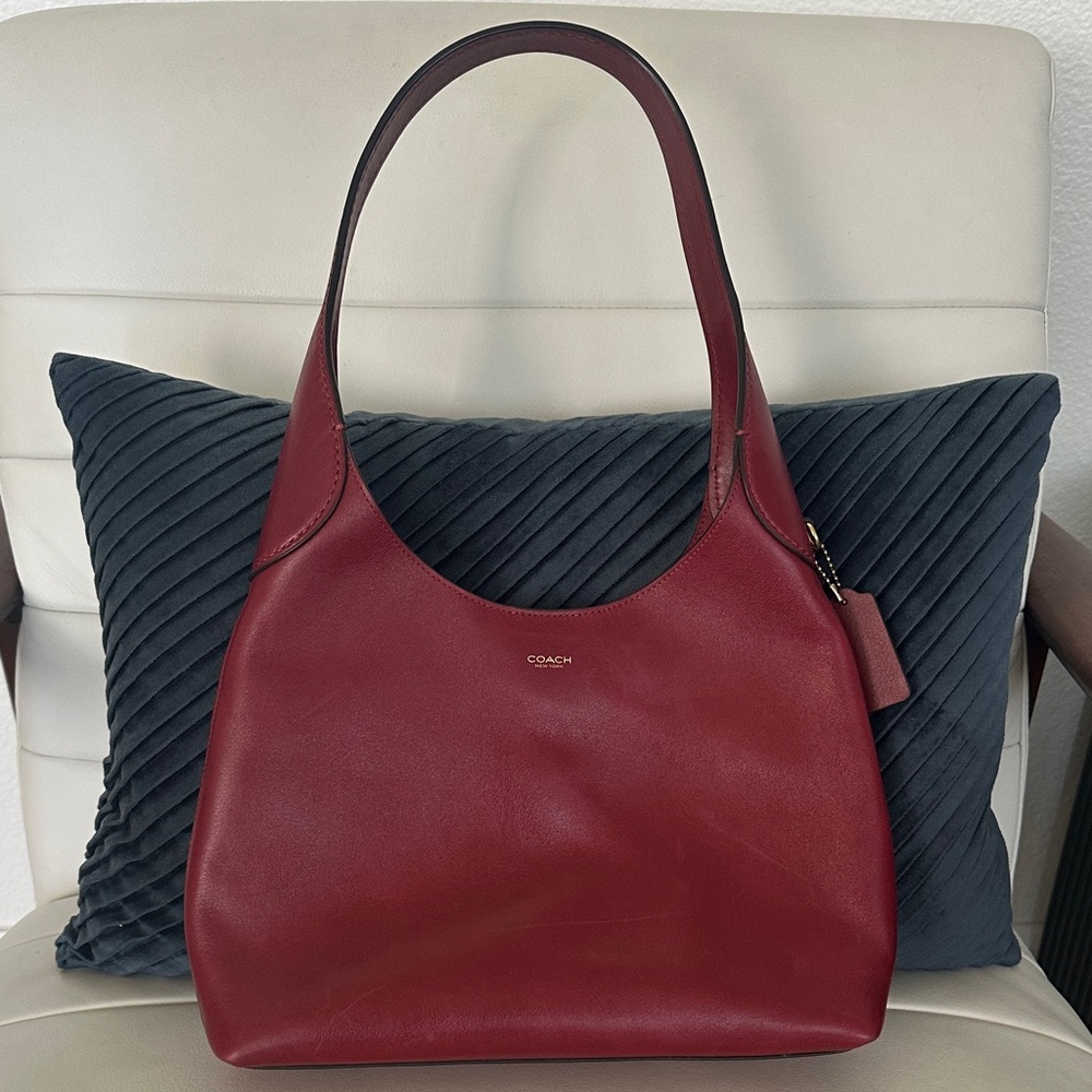 Coach Brooklyn 28 Burgundy Leather Shoulder Bag